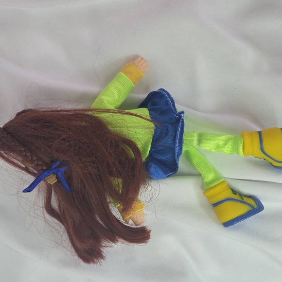Cheerleader Doll Fishel Toys vintage 1990s vinyl face neon Green 8" - Picture 9 of 12